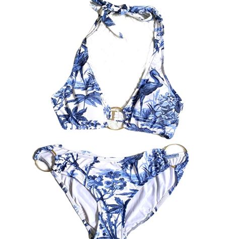 Milly Swim Nwt Milly Bikini 2pc Set Tropical Logo Print Poshmark