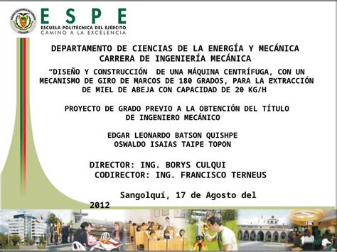 PPT DEPARTAMENTO DE CIENCIAS DE LA ENERGÍA Y MECÁNICA CARRERA DE