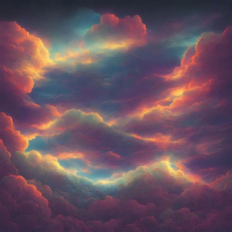 Una Pintura De Un Cielo Con Nubes Y Las Palabras El Cielo Es Visible