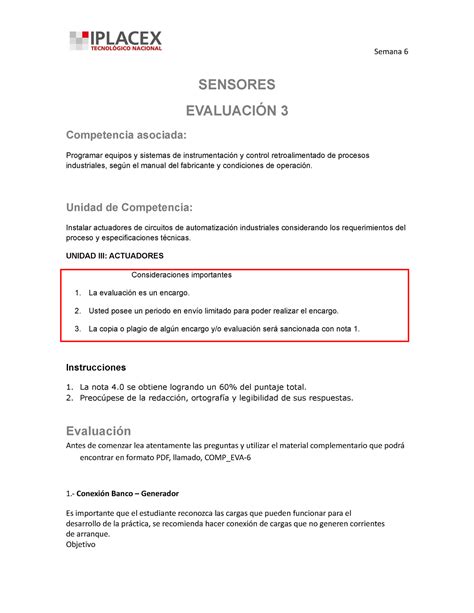 EVA 6A Tutorial SENSORES EVALUACIÓN 3 Competencia asociada