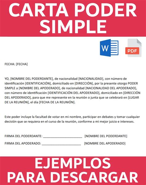 Carta Poder Simple Modelos Con Ejemplos Word Y Pdf