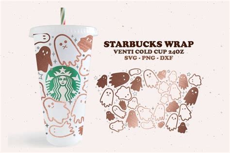 Boo Starbucks Svg Halloween Cute Ghost Horror Full Wrap For Starbucks