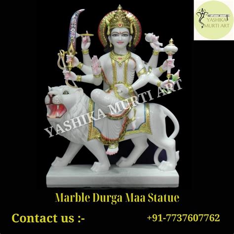 White Painted Marble Ambe Maa Moorti For Worship Size Feet At Rs