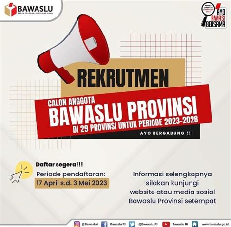 Rekrutmen Calon Anggota Bawaslu Tingkat Provinsi Periode Cek