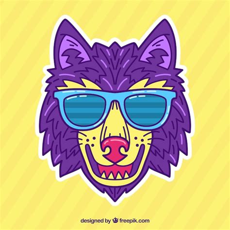 Lobo Con Gafas De Sol Dibujada A Mano Descargar Vectores Gratis