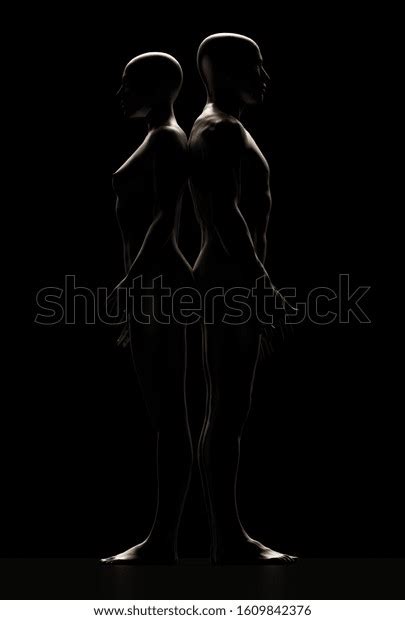 Naked Woman Man Standing Back Back Stock Illustration 1609842376 Shutterstock