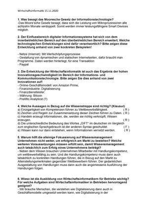 Musterl Ãsung zur Klausur Wirtschaftsinformatik 1 Deckblatt zur