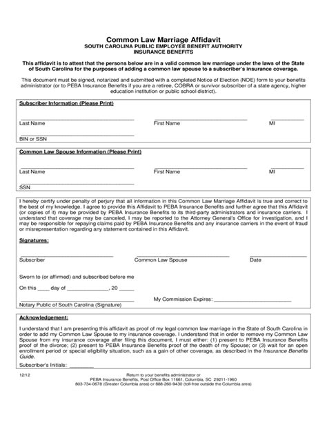 Common Law Marriage Affidavit Form Texas Affidavitform Net