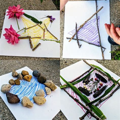 Creating Shapes with Nature | Shapes activities, Nature kindergarten, Nature school