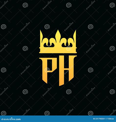 Initial Letters Ph Logo Monogram Emblem Style With Crown Stock Vector