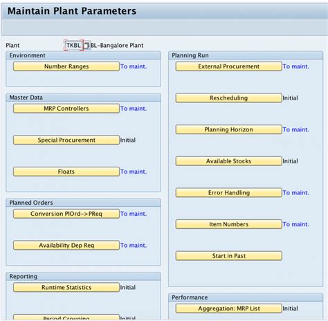 Sap Mm Maintain Plant Parameters For Mrp