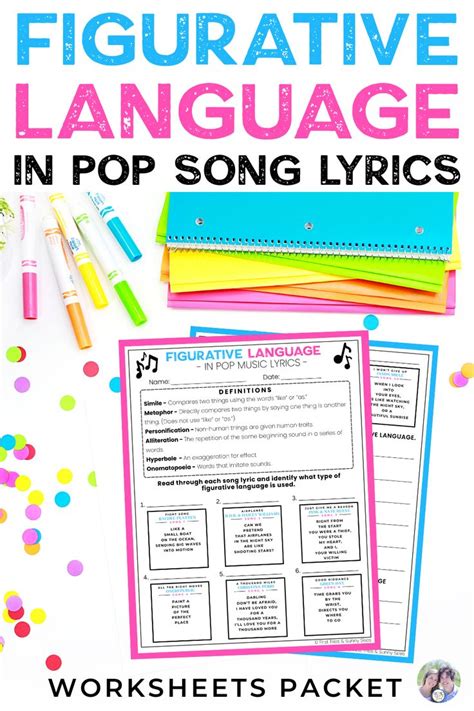 Figurative Language in Pop Songs Lyrics Worksheets | Song Lyric ...