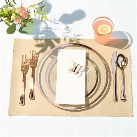 By Madee Heavyweight Pcs Clear And Rose Gold Plastic Plates For