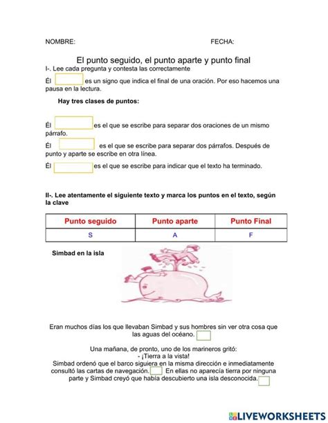 Actividad Punto Y Aparte Punto Seguido Y Punto Final Worksheet Inbox