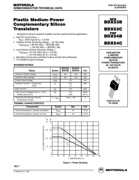 BDX54B Datasheet Plastic Medium Power Complementary Silicon Transistors