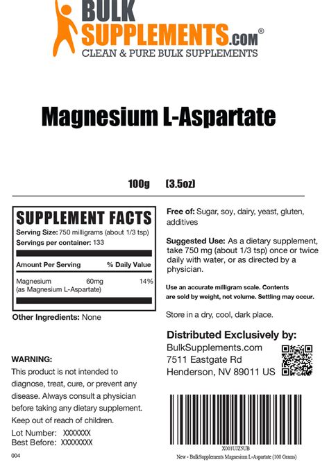 Magnesium Aspartate Magnesium Supplement Mineral Supplements