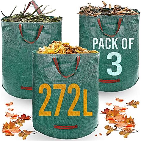 Heavy Duty Garden Waste Bags - 272 Litre - 3 Sacks - Industrial Handles ...