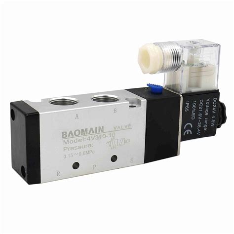 Baomain Pneumatic Solenoid Air Valve 4v310 10 Dc 24v 5 Way 2 Position