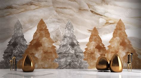 Fondo Arboles De Navidad Oro Y Marmol Con Piso Fondo Papel Tapiz De