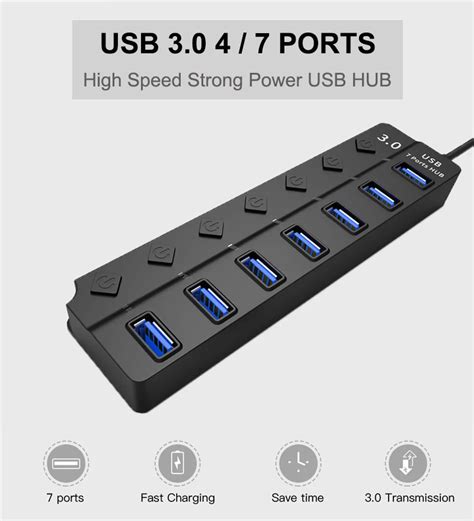 7 ports avec fiche américaine Multi prise USB à haute vitesse