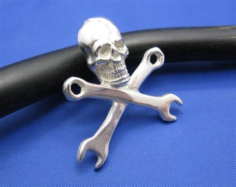 Sterling Silver 925 Pirate Skull And Wrench Pendant With Etsy