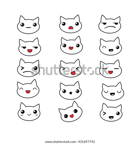 Set Cute Icons Cat Emotion Cartoon Stock Illustration 431697742