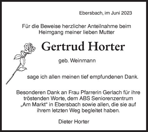 Traueranzeigen von Gertrud Horter Südwest Presse Trauer