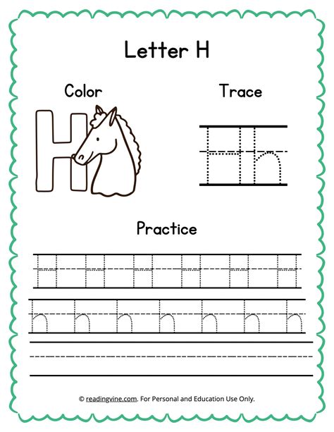 Tracing Letter H Worksheets For Preschool