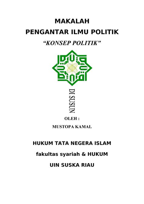 Contoh Cover Makalah Uin Suska Riau