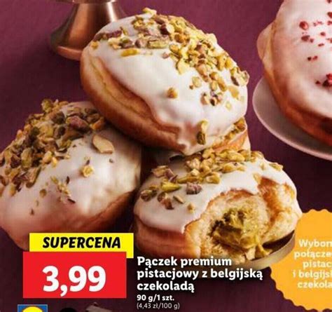 Promocja Pączek premium pistacjowy z belgijską czekoladą 90g Lidl