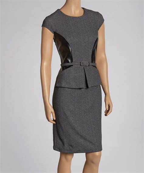 Take A Look At This Sharagano Gray Belted Peplum Dress On Zulily Today