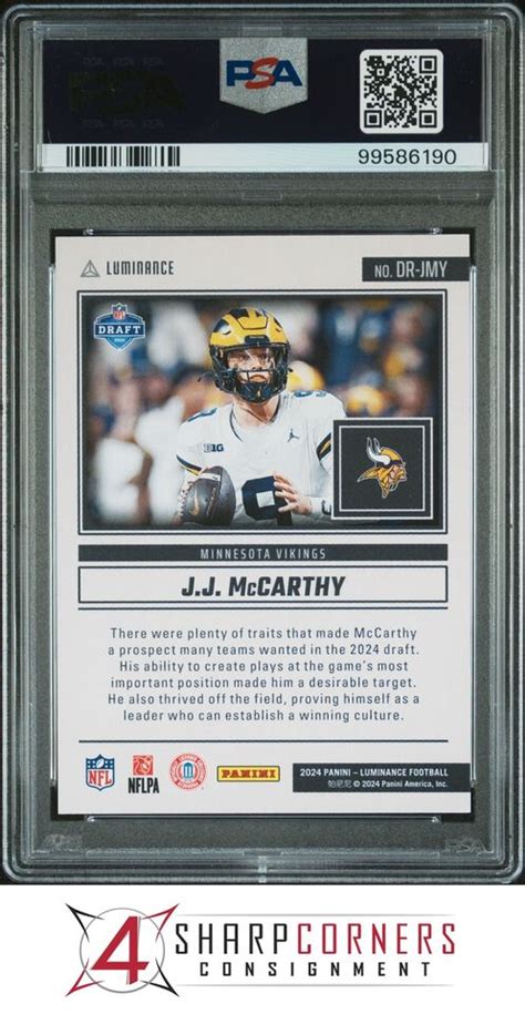 2024 PANINI LUMINANCE DYNAMIC ROOKIES DRJMY JJ McCARTHY RC POP 6 PSA