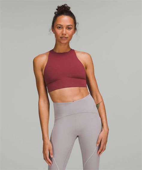 Lululemon Energy High Neck Longline Tough Bra Medium Support B D Cups Mulled Wine Lulu