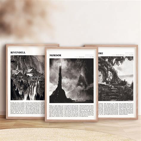 Lord of the Rings Poster Set LOTR Art Modern LOTR Prints Middle Earth ...