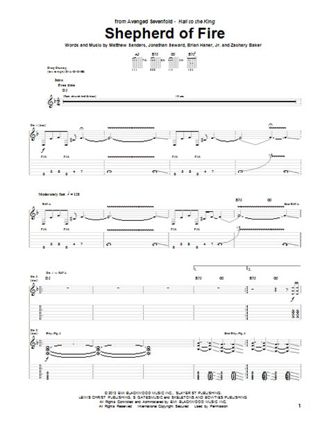 Shepherd Of Fire By Avenged Sevenfold Sheet Music For Guitar Tab At