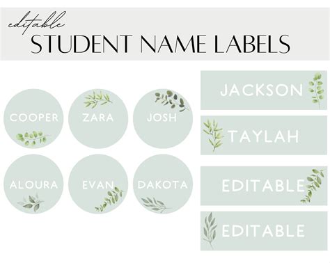 Student Name Labels Editable Classroom Decor - Etsy