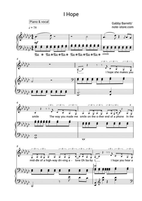 Gabby Barrett I Hope Sheet Music For Piano [pdf] Pianoandvocal Sheet Music Printable Sheet