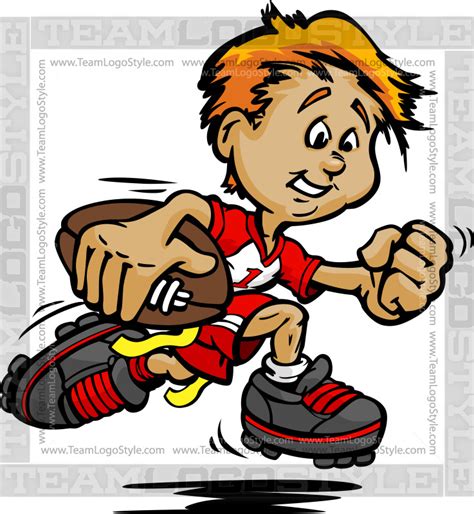 Flag Football Player - Vector Clipart Little Boy