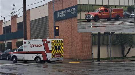 Falck Ambulance And Lacofd Squad Transporting Arriving Youtube