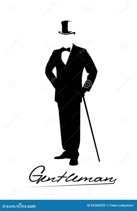 Silhouette Of A Gentleman In A Tuxedo Stock Vector Illustration Of