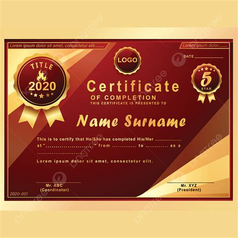 Beautiful Maroon Gold Certificate Design Template Download On Pngtree