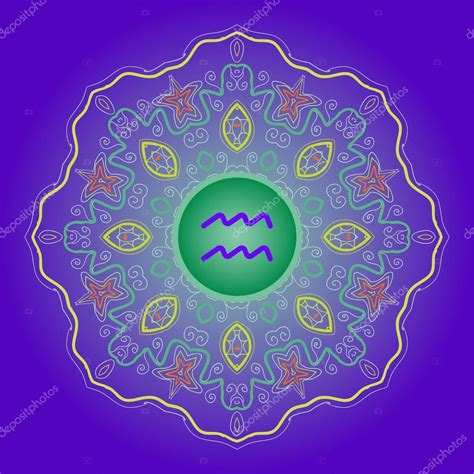 Zodiac Sign Water Bearer Aquarius Blue — Stock Vector © Mettus 25611859