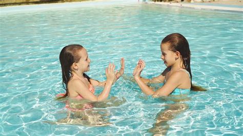 Adorable Little Girls Playing Together and Having Fun in Outdoor ...