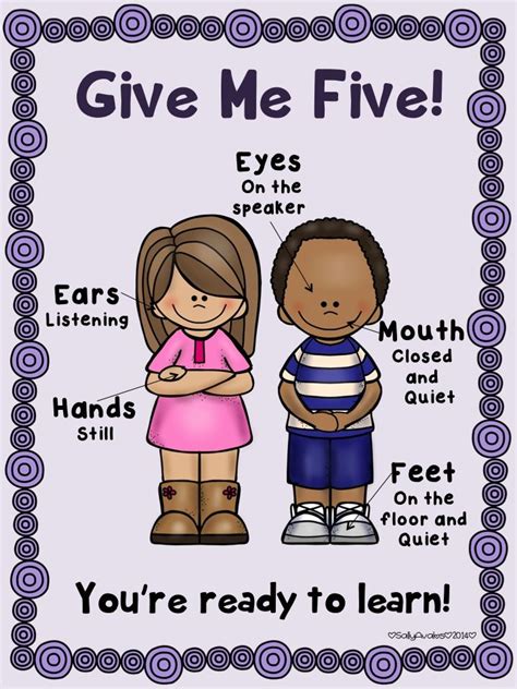 Whole Body Listening Give Me Five Posters Classroom Management