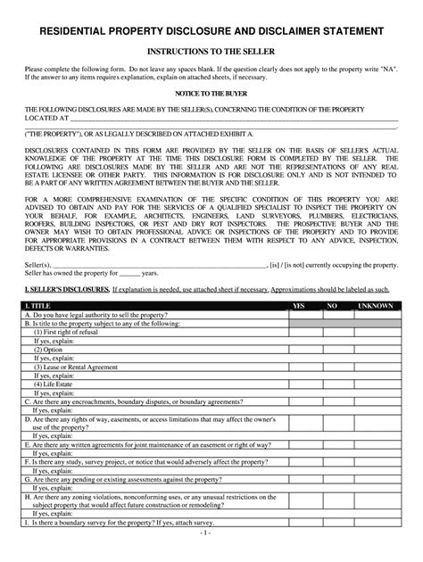 Disclosure Statements Real Estate Fill Online Printable Fillable