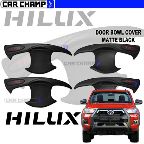 Toyota Hilux Conquest 2021 2022 TRD Door Bowl Cover Garnish Matte Black