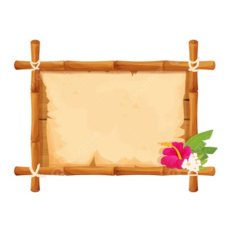 Hawaiian Tropical Flowers Clipart Vector Hawaiian Bamboo Wooden Frame