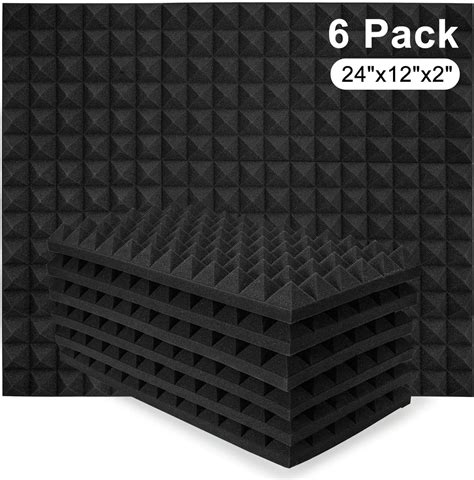 Hoidgub 24 X 12 X 2 Sound Proof Foam Panels For Walls 6 Pack Acoustic Panels