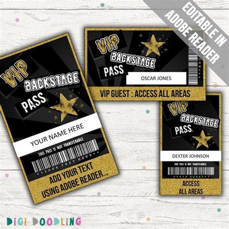 Rockstar Party Vip Passes Rockstar Party Backstage Pass Etsy Rock