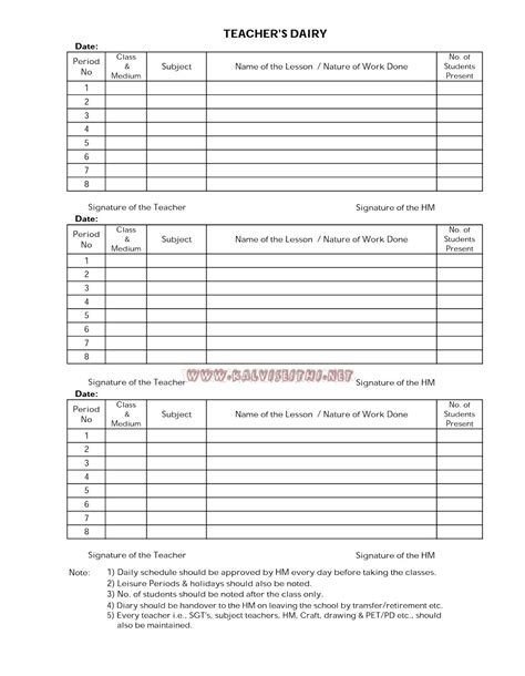 TEACHER'S DIARY - FORMAT.. - TN STUDY.in- kalviseithi